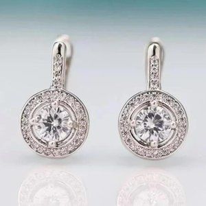 925 Sterling Silver Round Stud Diamon Earrings